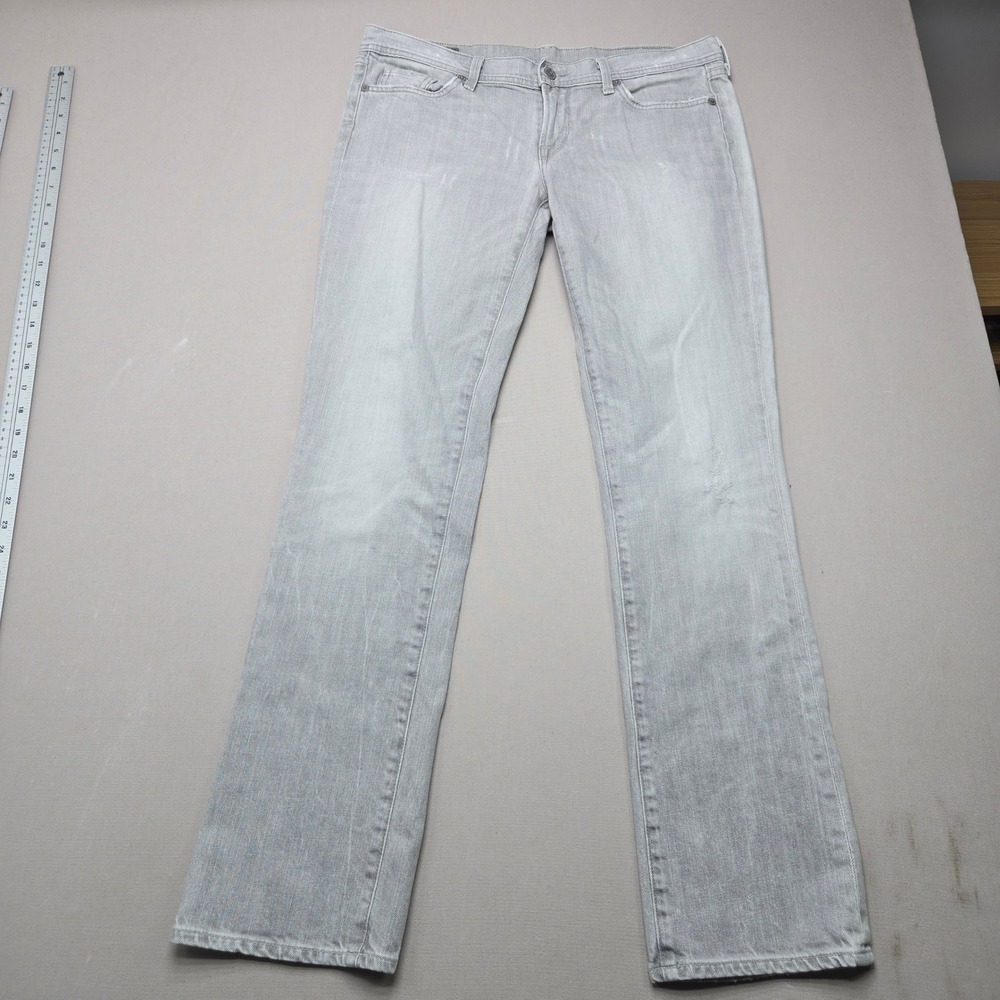 Citizens of Humanity Pistol 147 Straight Leg Skull Embroidery Gray Womens 32